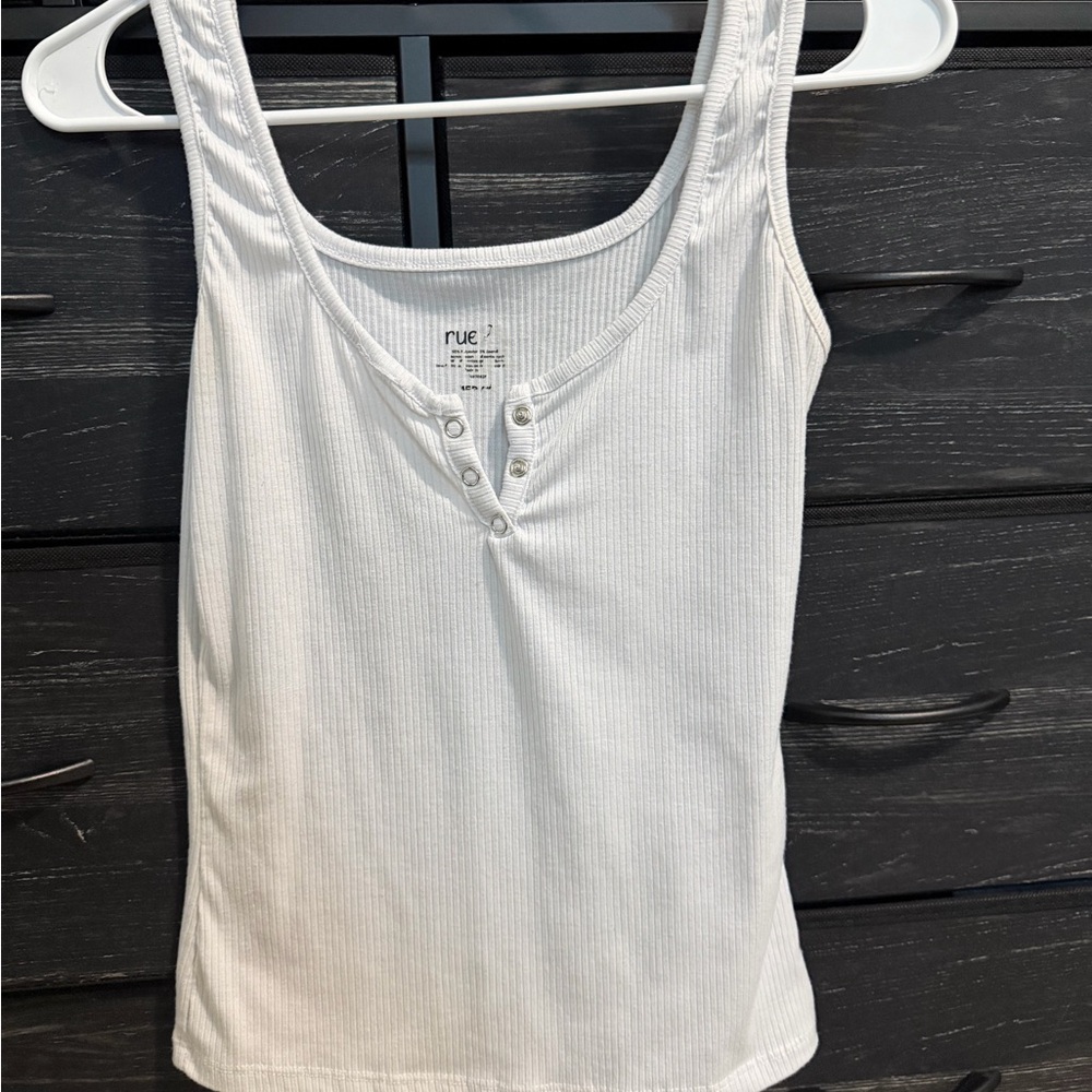 White Ribbed Tank Top